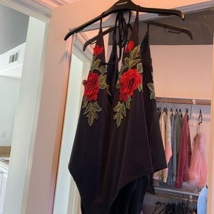 One piece 3D floral body suit